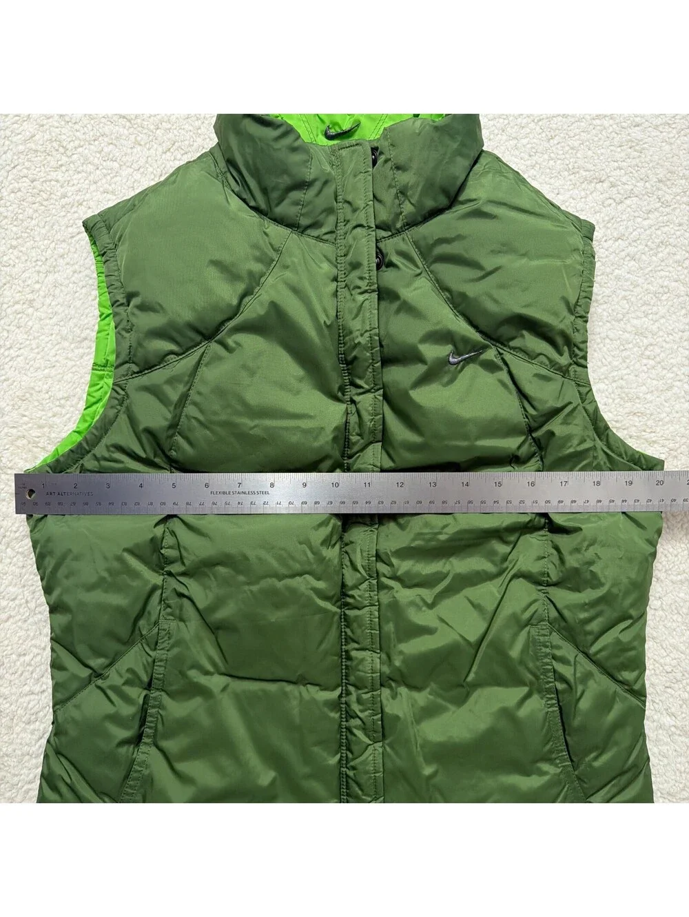 Vintage Y2K Nike Reversible Puffer Vest GreenSwoosh Youth L Women's Small Medium